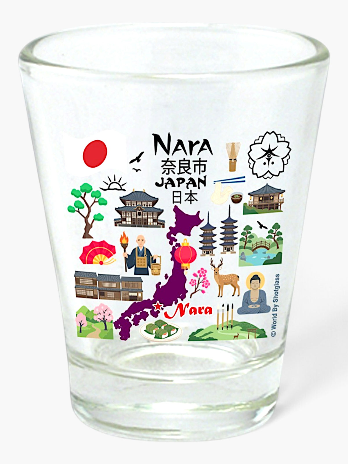 Nara Japan Landmarks and Icons Collage Shot Glass