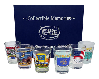Nebraska United States USA Souvenir Boxed Shot Glass Set (Set of 6)