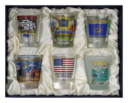 Nebraska United States USA Souvenir Boxed Shot Glass Set (Set of 6)