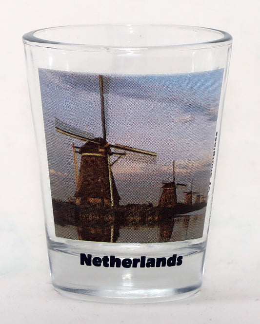 Netherlands Windmills Color Photo Shot Glass