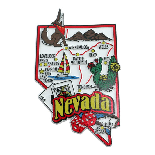 Nevada State Map and Landmarks Collage Fridge Collectible Souvenir Magnet