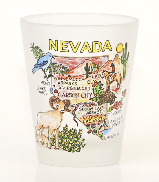 Nevada Map Frosted Shot Glass