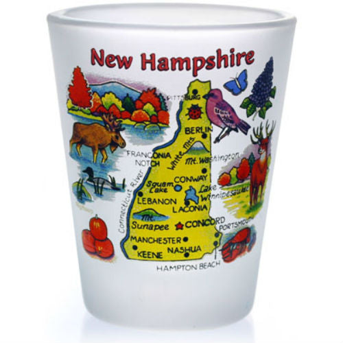 New Hampshire Map Frosted Shot Glass