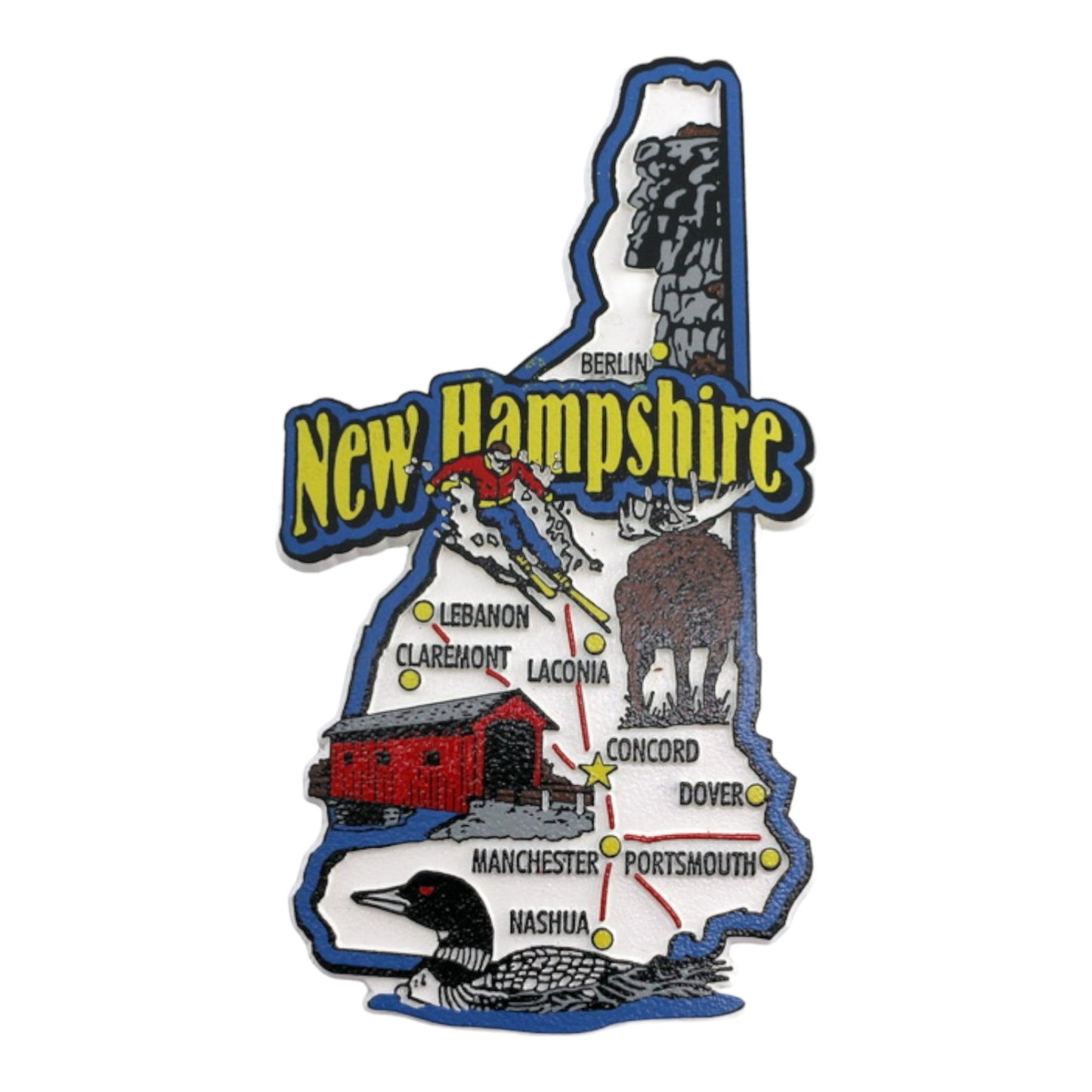 New Hampshire State Map and Landmarks Collage Fridge Souvenir Collectible Magnet