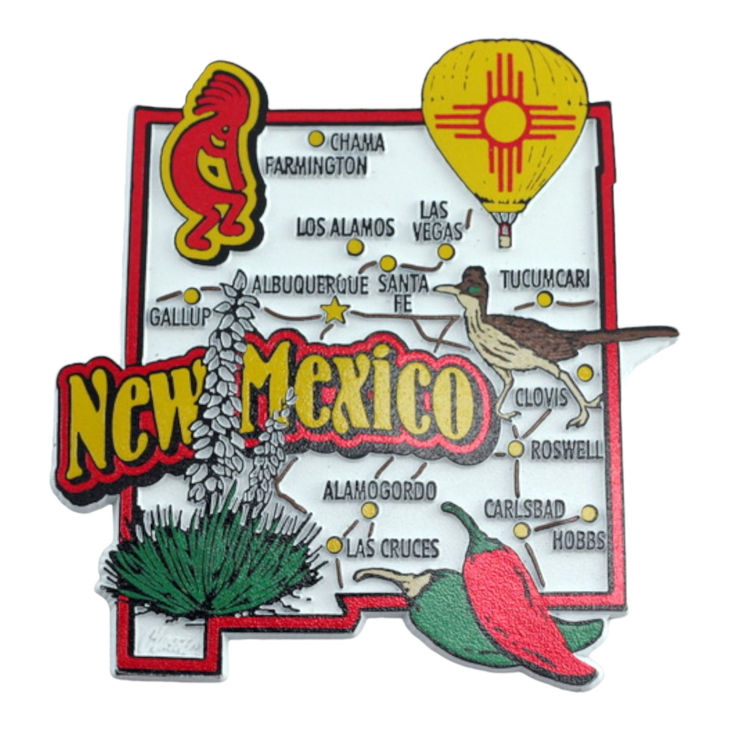 New Mexico State Map and Landmarks Collage Fridge Souvenir Collectible Magnet