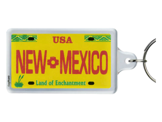 New Mexico State License Plate Acrylic Rectangular Souvenir Keychain 2.5 inches X 1.5 inches