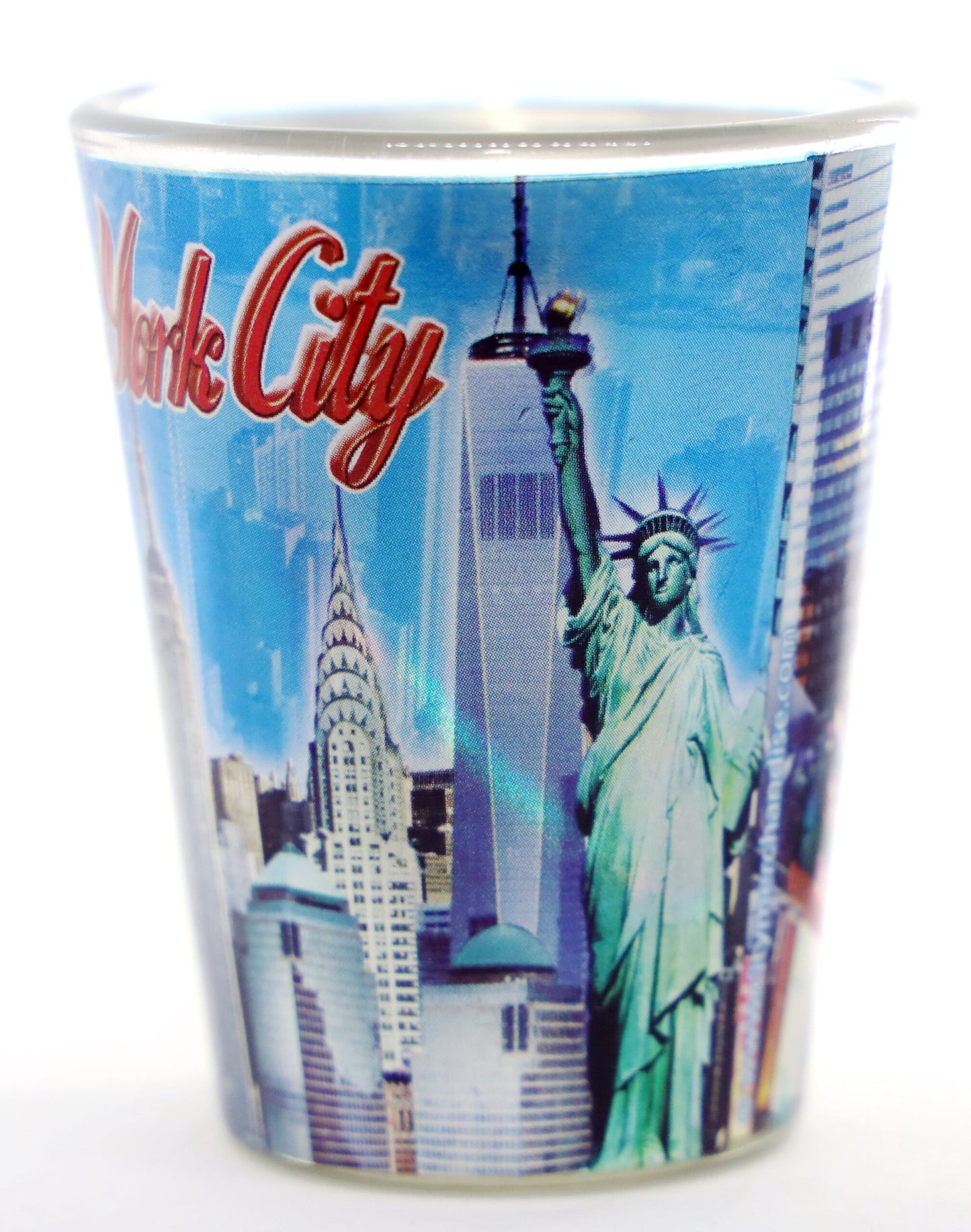 New York Blue Photo Collage Metallic Skyline Shot Glass