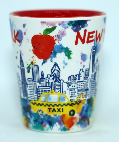 New York Ceramic Light Water Color Shot Glass