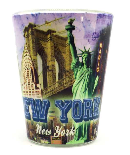 New York Color Photo Collage Shot Glass