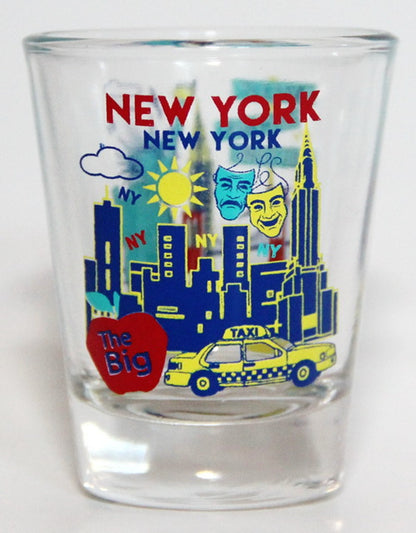 New York Landmarks and Icons Collage Shot Glass
