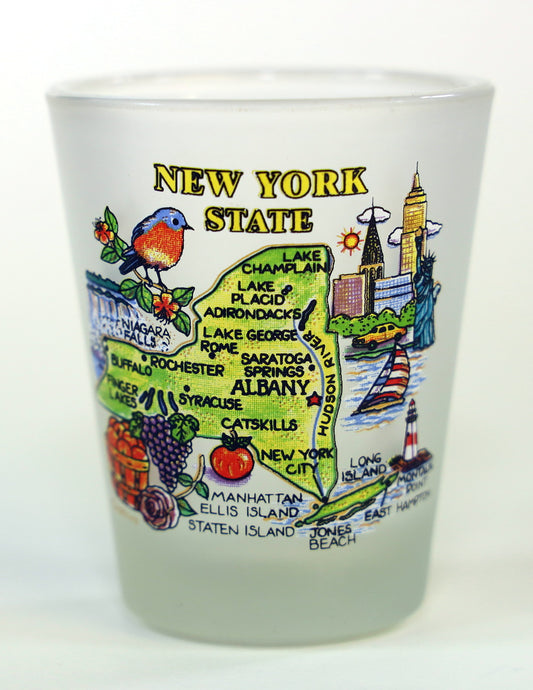 New York Map Frosted Shot Glass