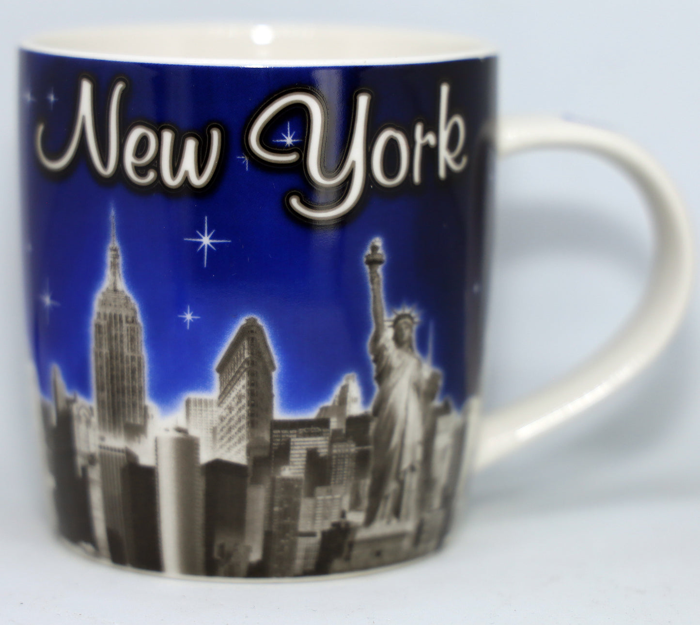 New York Skyline Blue Silver Boxed Coffee Mug 12 oz