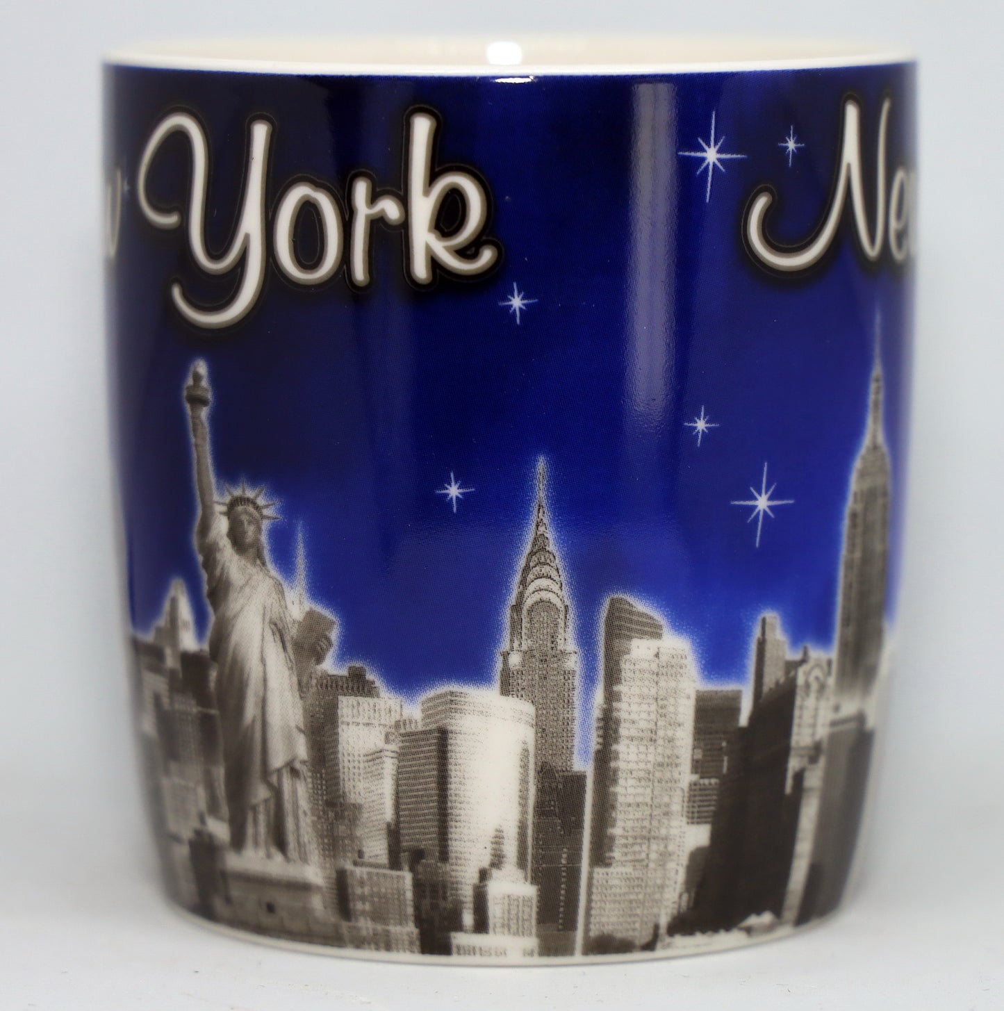 New York Skyline Blue Silver Boxed Coffee Mug 12 oz