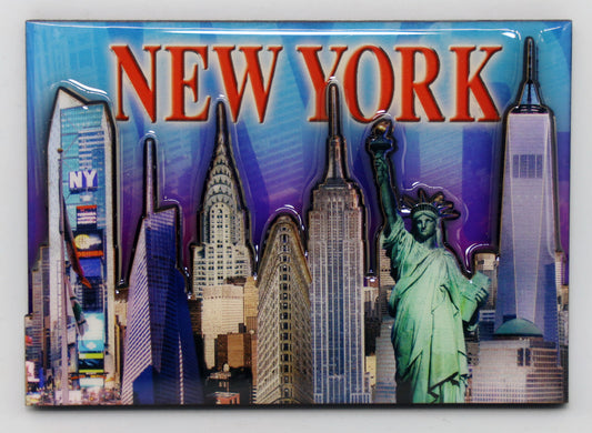 New York Skyline and SOL 2D Dual Layer Magnet 2.5" x 3.5" x 0.25"