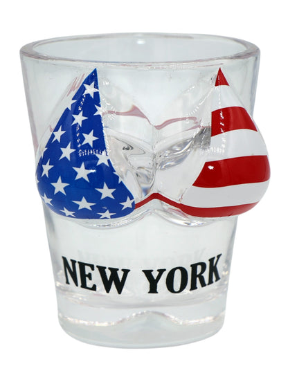 New York USA Flag Bikini Bust 3D Shot Glass