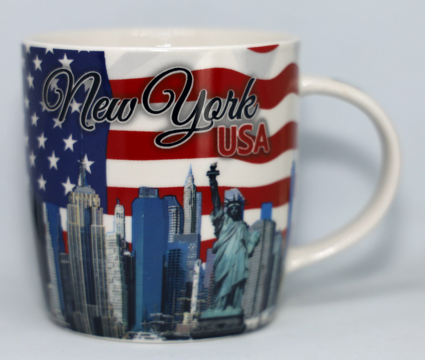 New York USA Flag and Skyline Boxed Coffee Mug 12 oz