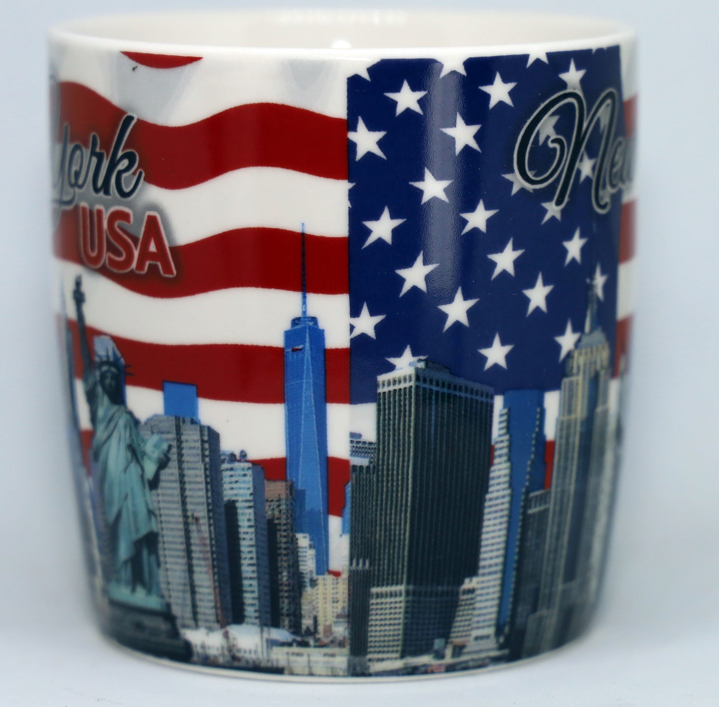 New York USA Flag and Skyline Boxed Coffee Mug 12 oz