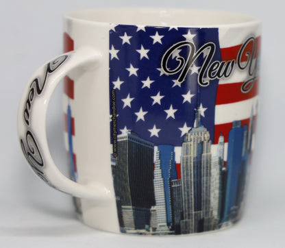 New York USA Flag and Skyline Boxed Coffee Mug 12 oz
