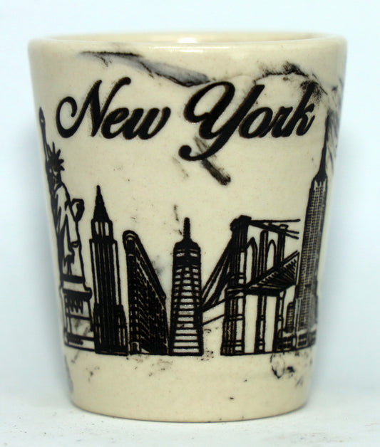 New York White Marble Ceramic Shot Glass