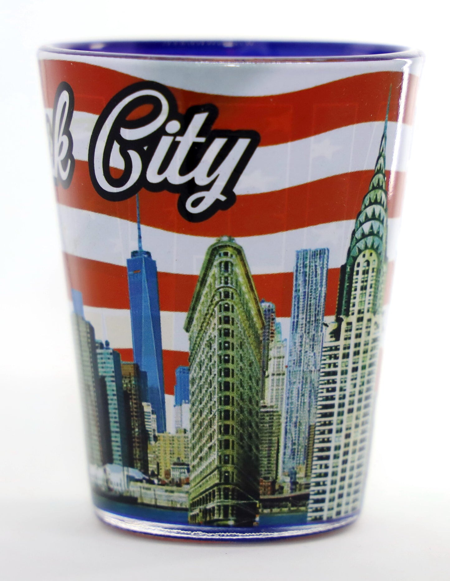 New York Flag Skyline Outside Letters Inside Shot Glass