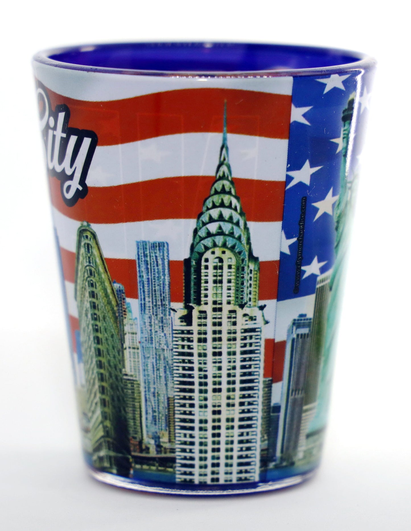 New York Flag Skyline Outside Letters Inside Shot Glass