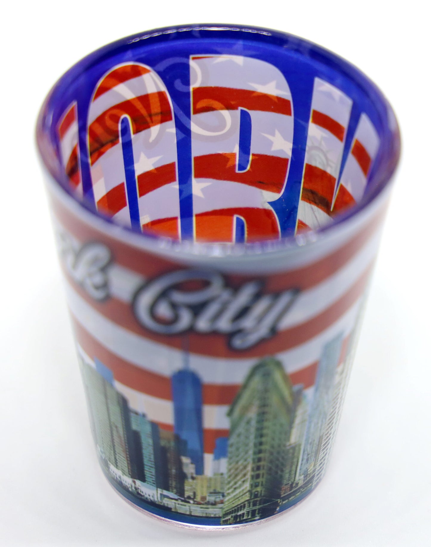 New York Flag Skyline Outside Letters Inside Shot Glass