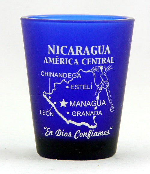 Nicaragua Central America Cobalt Blue Frosted Shot Glass