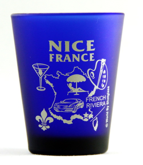 Nice France Cobalt Blue Frosted Shot Glass