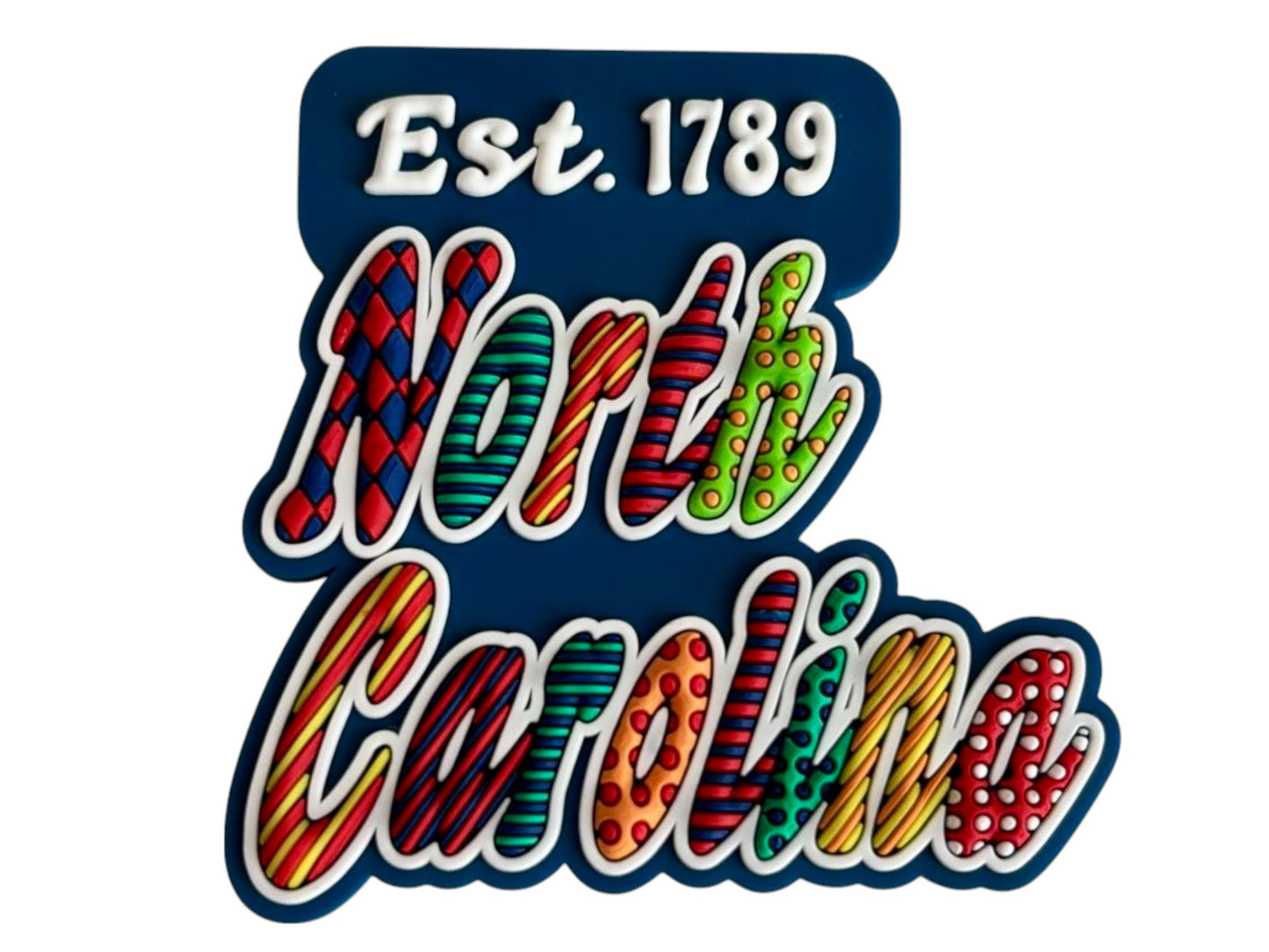 North Carolina Festive Multicolor Letters Fridge Designer Magnet 2.0" x 2.0"