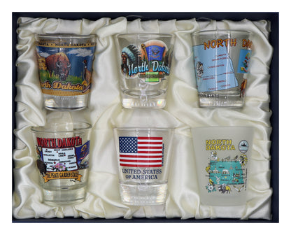 North Dakota United States USA Souvenir Boxed Shot Glass Set (Set of 6)