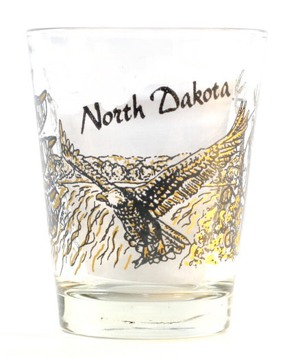 North Dakota Wilderness Eagle Wolf Deer Shot Glass
