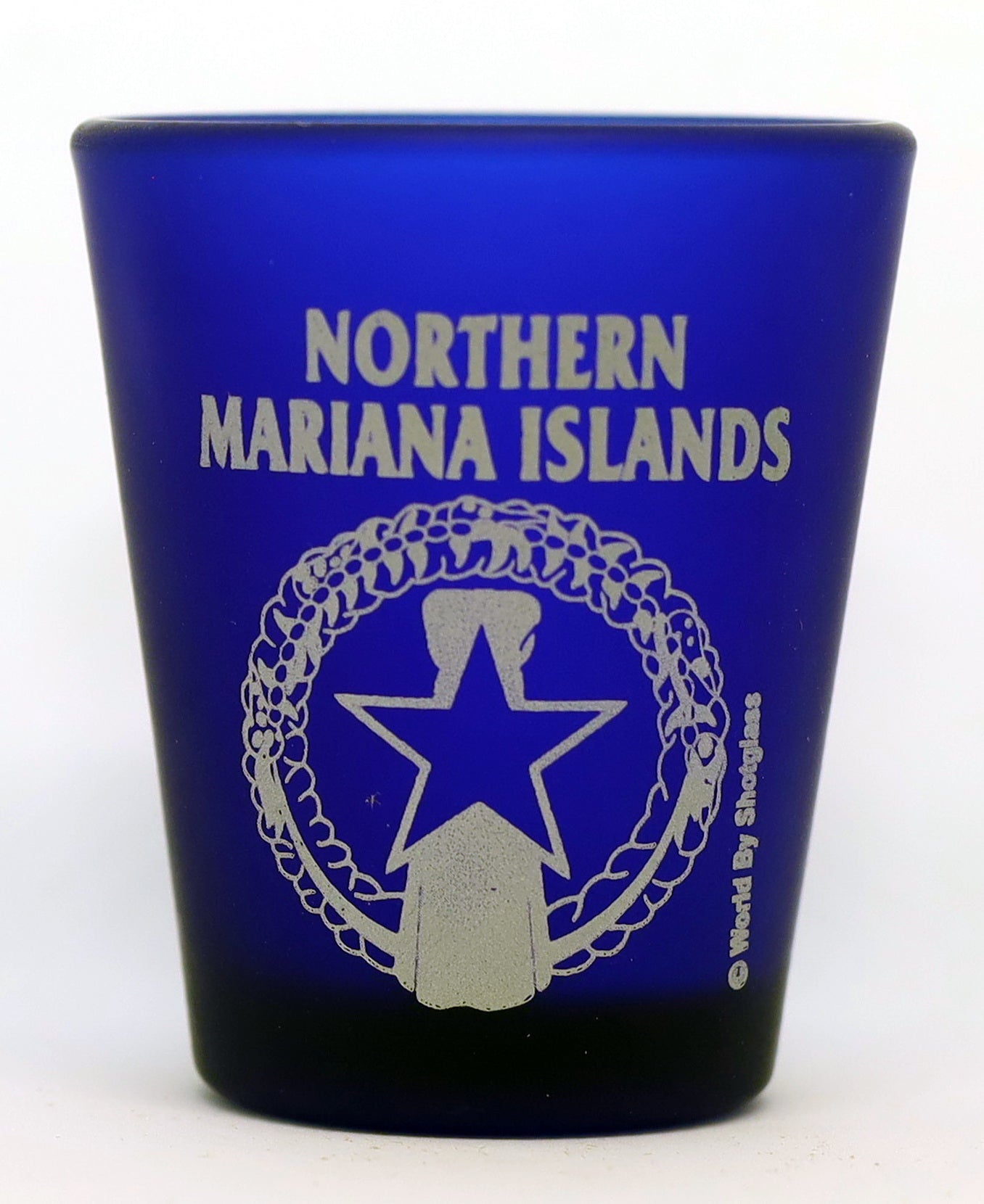 Northern Mariana Islands Cobalt Blue Frosted Shot Glass