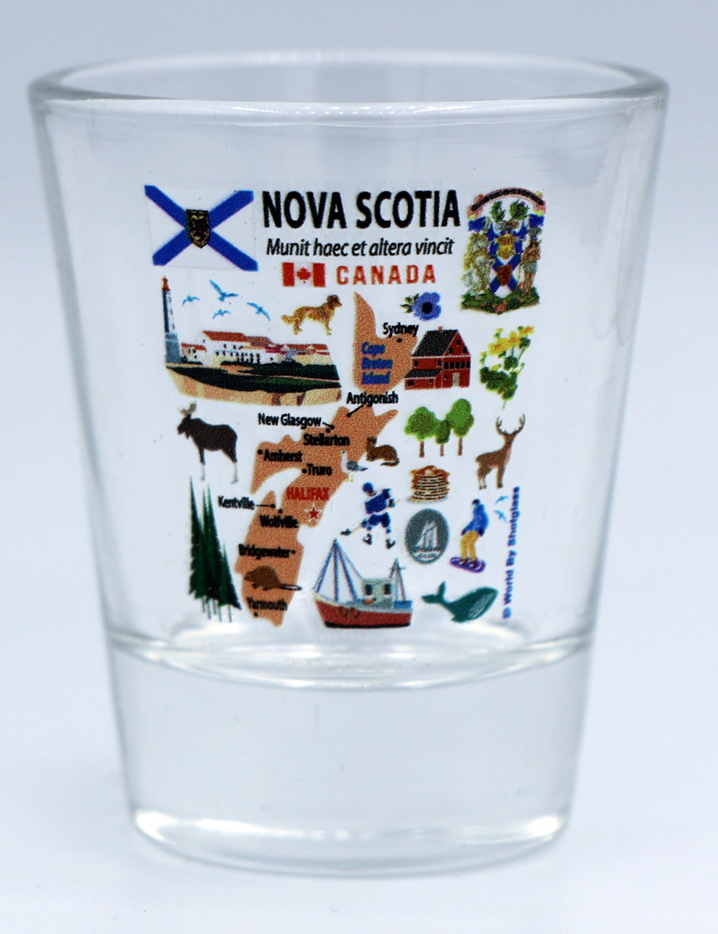 Nova Scotia Canada Map and Attractions Collage Shot Glass