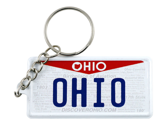 Ohio License Plate Aluminum Ultra-Slim Rectangular Souvenir Keychain 2.5" X 1.25"x 0.06"