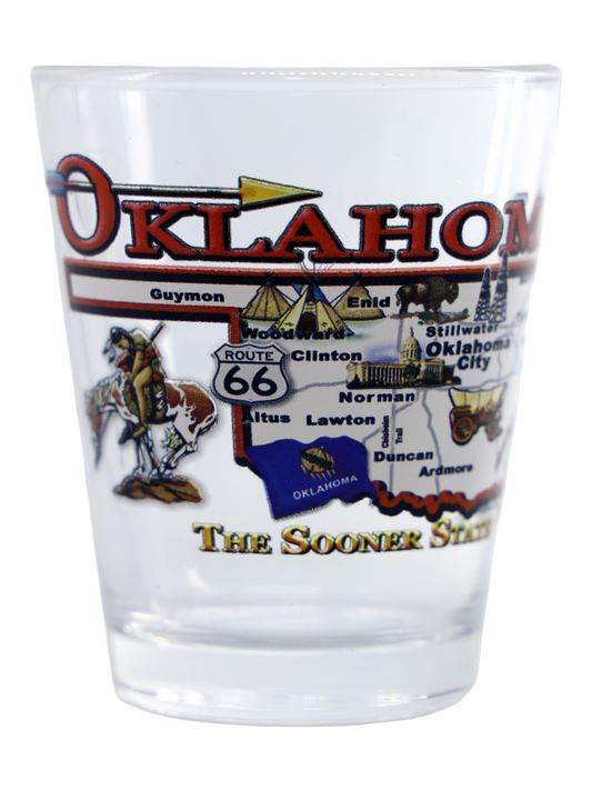 Oklahoma State Map Design Clear Shot Glass rtp