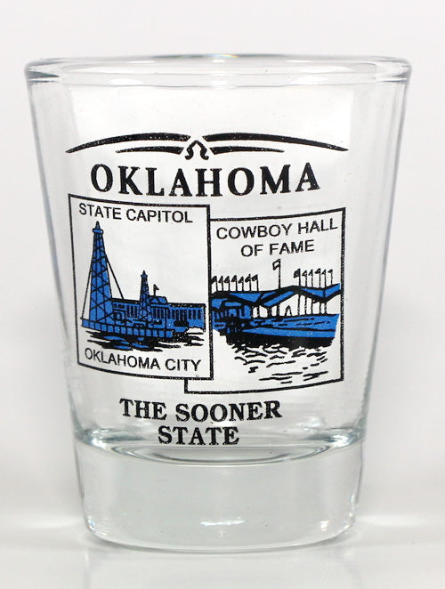 Oklahoma State Scenery Blue New Shot Glass