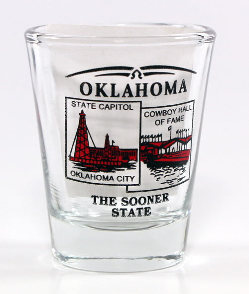Oklahoma State Scenery Red New Shot Glass