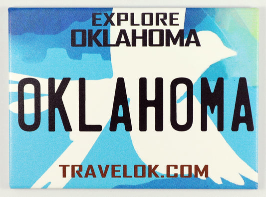 Oklahoma License Plate Fridge Collector's Souvenir Magnet 2.5" X 3.5"