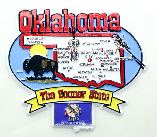 Oklahoma State Elements Map Fridge Collectible Souvenir Magnet