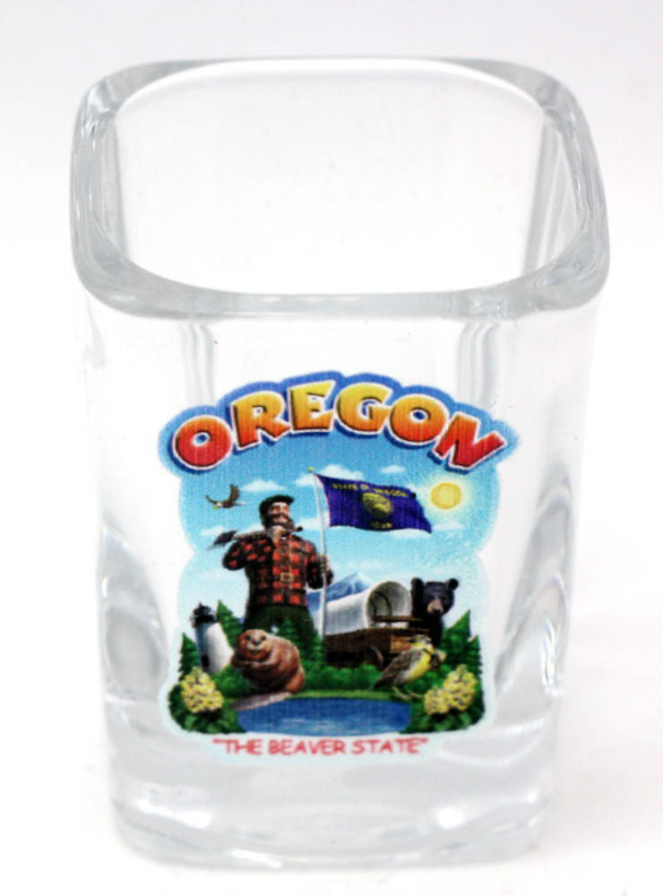 Oregon State Montage Square Shot Glass