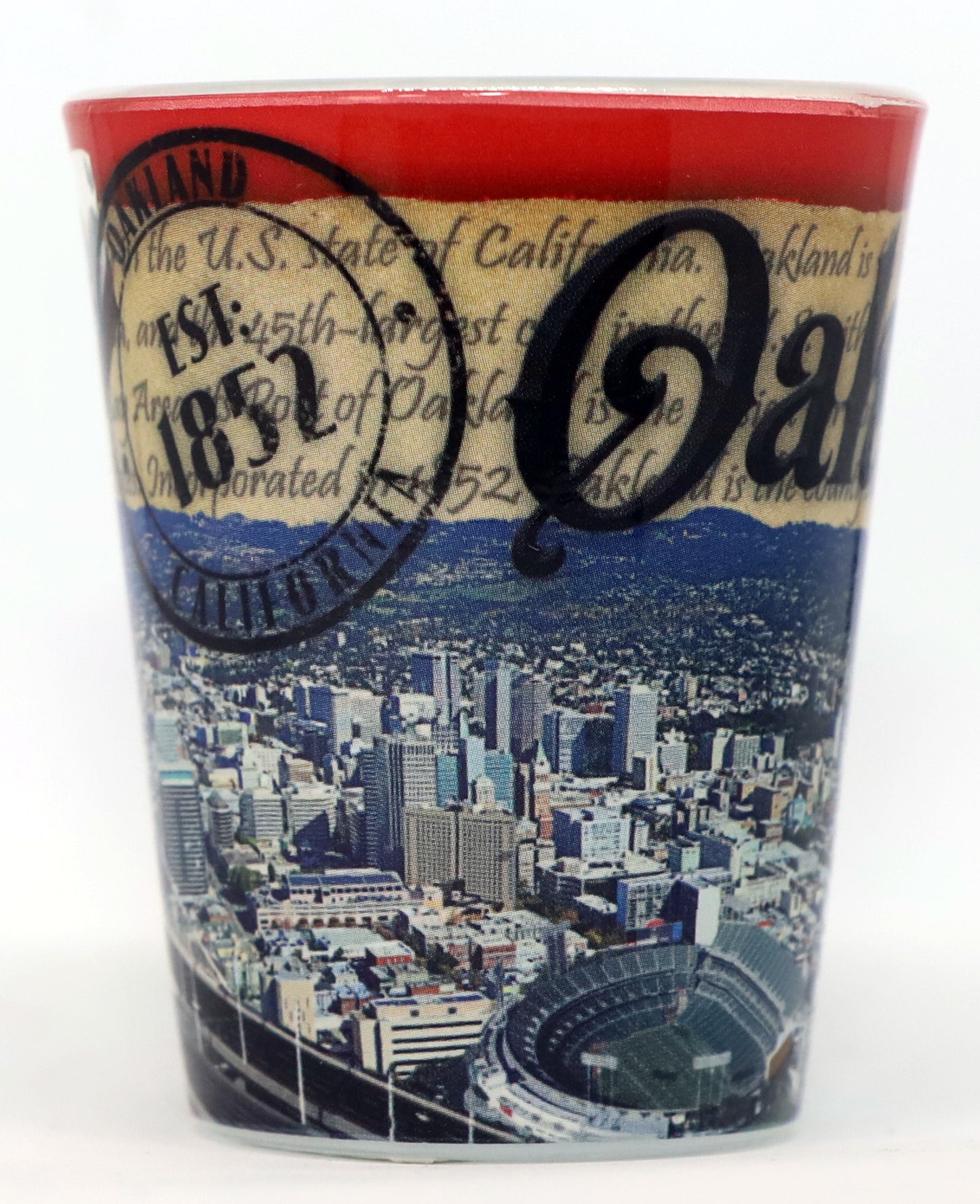 Oakland California Stamp Design Shot Glass