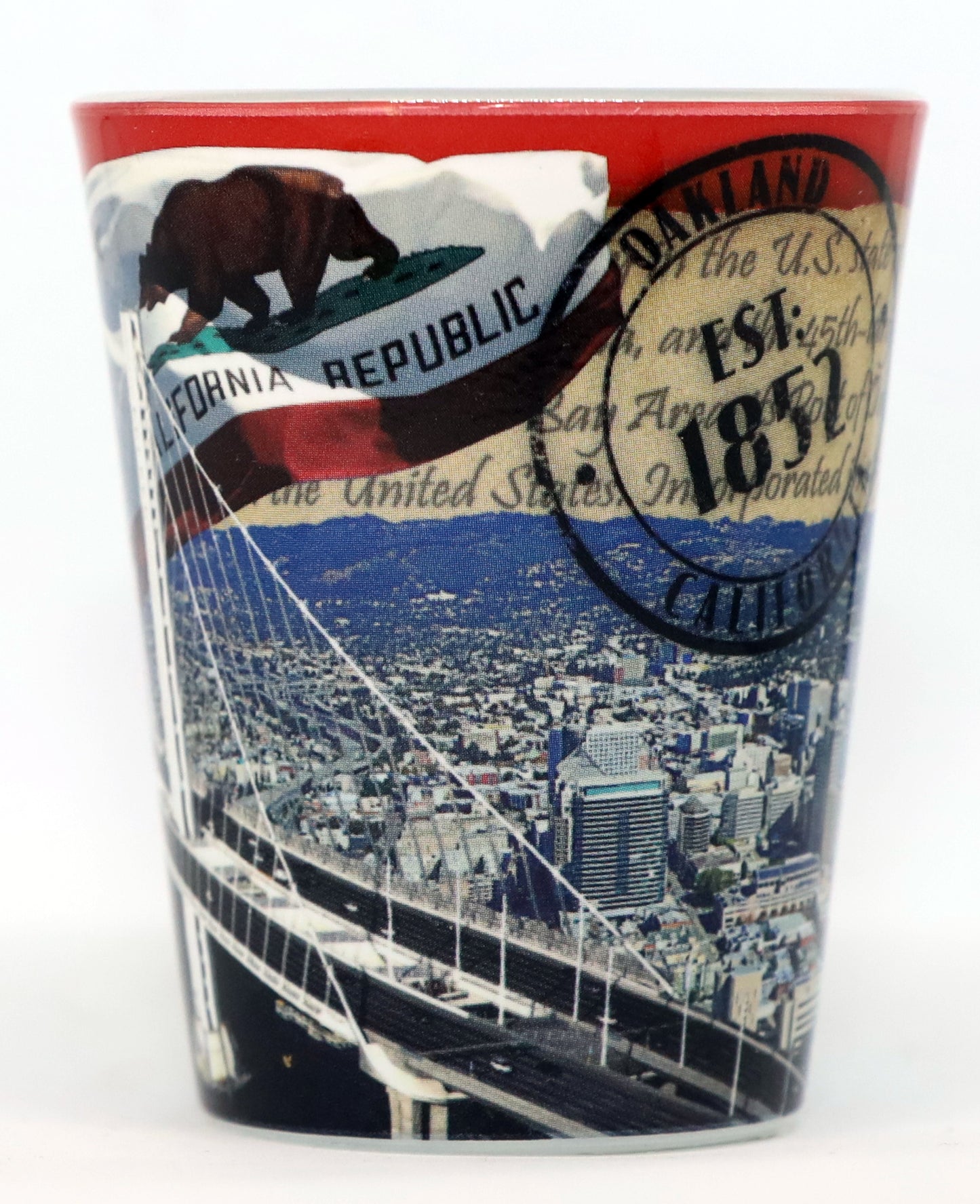 Oakland California Stamp Design Shot Glass