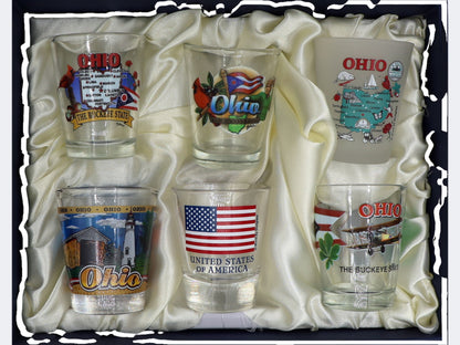 Ohio United States USA Souvenir Boxed Shot Glass Set (Set of 6)
