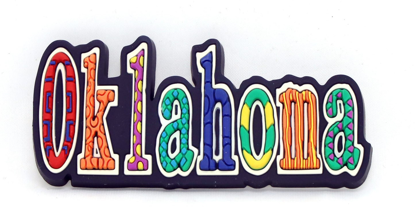 Oklahoma Festive Multicolor Letters Fridge Souvenir Magnet