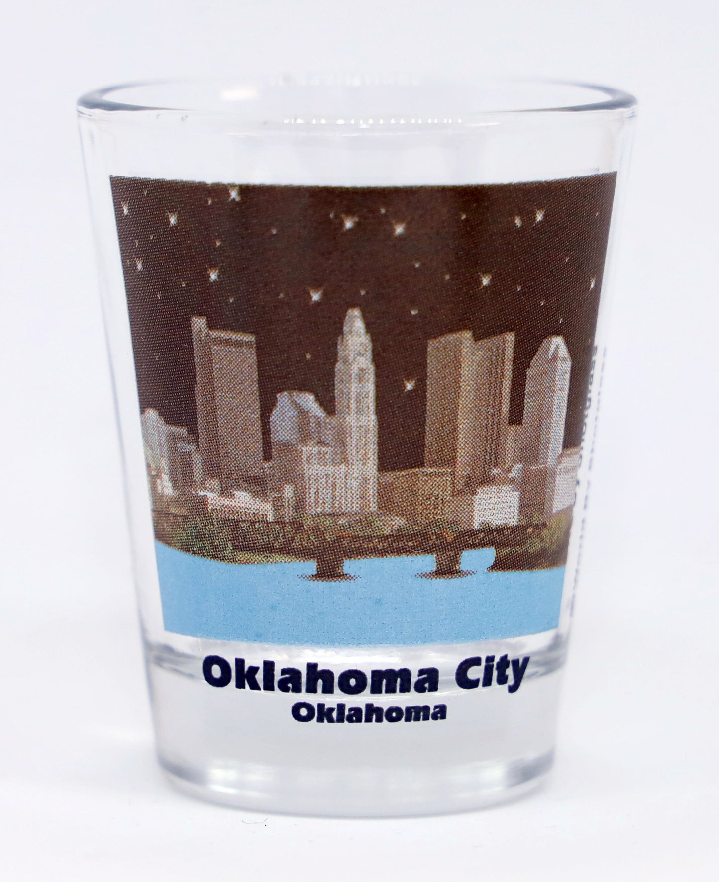 Oklahoma City Oklahoma Night Skyline Color Photo Shot Glass