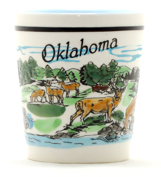 Oklahoma Prairie Forest Scene Ceramic Shot Glass