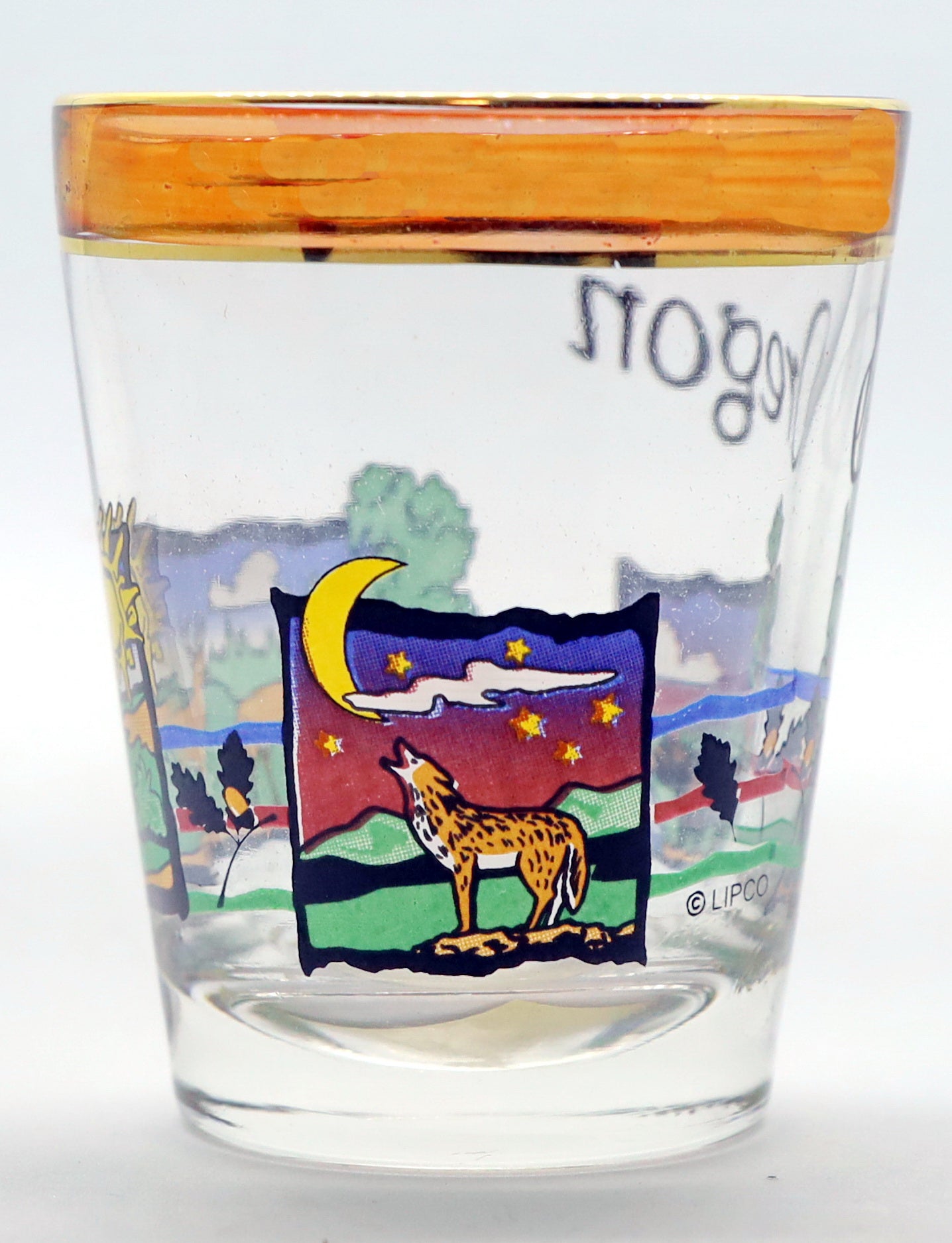 Oregon Pearl Trim Wildlife Scene Shot Glass