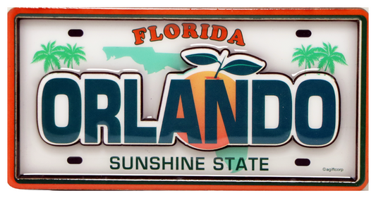 Orlando Florida License Plate Dual Layer MDF Magnet NewDesign 2" x 4"