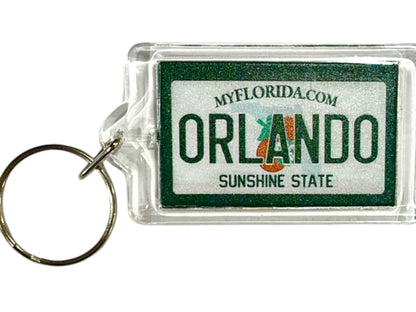 Orlando Florida License Plate Acrylic Rectangular Souvenir Keychain 2.5" X 1.5"