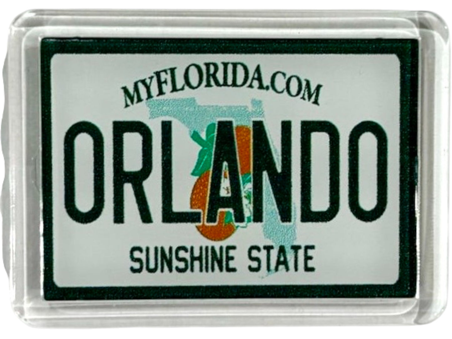 Orlando Florida License Plate Acrylic Small Fridge Collector's Souvenir Magnet 2.35" X 1.75"